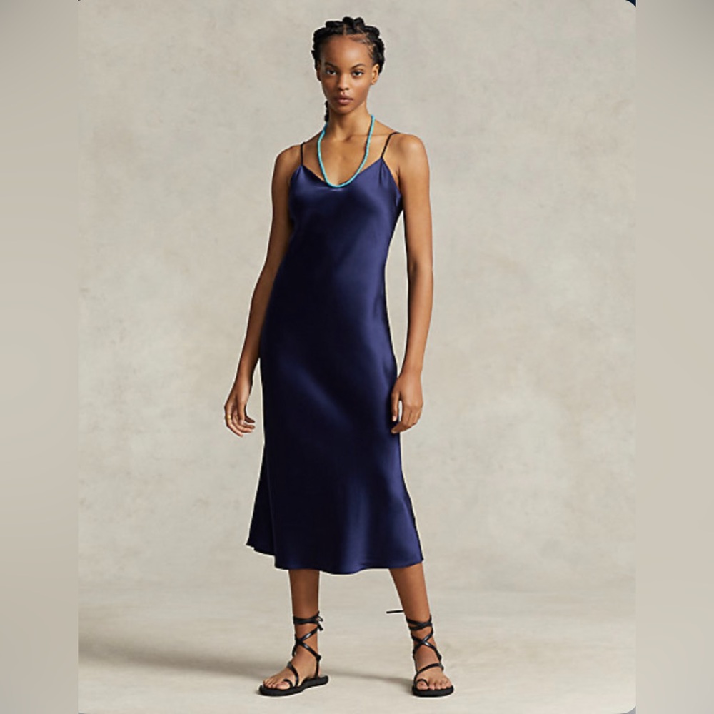 Ralph Lauren Slip Dress - New 100% Silk *** Navy ***